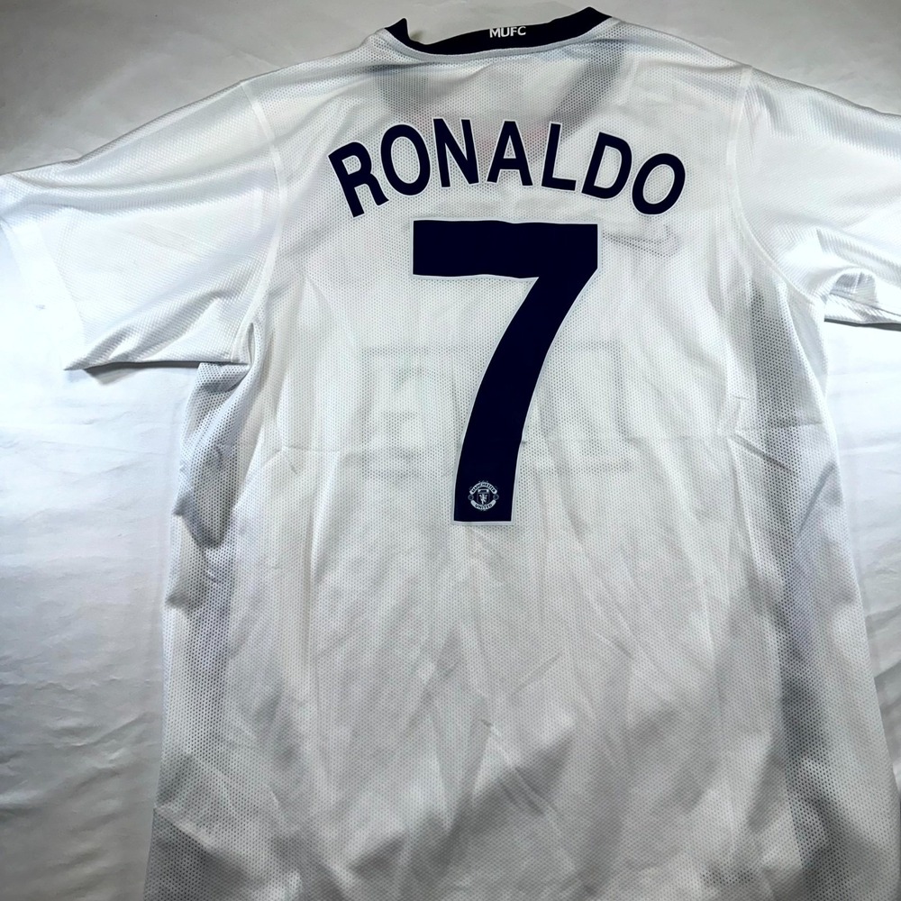 Nike Away Jersey Mens Medium White Manchester United Cristiano Ronaldo #7 Soccer - Picture 9 of 11